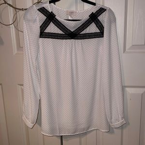 Black and white polka dot Ann Taylor Loft blouse. Size medium.